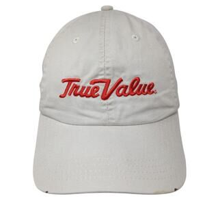 True Value Strapback Baseball Cap Beige One Size Adjustable Embroidered 6 Panel
